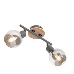 Besorgen 🔥 QAZQA Deckenleuchte schwarz mit Rauchglas und Holz 2-flammig - Vidro 👍 21 Besorgen 🔥 QAZQA Deckenleuchte schwarz mit Rauchglas und Holz 2-flammig - Vidro 👍 -Deckenleuchten Verkaufs-Shop 7390 105596 8