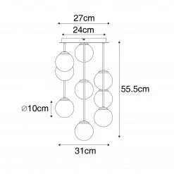Am billigsten 🔔 QAZQA Moderne Deckenleuchte schwarz mit Opalglas 9 Lichter - Athens 😍 -Deckenleuchten Verkaufs-Shop 7407 105246 3