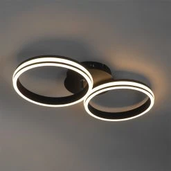 Top 10 🥰 QAZQA Deckenleuchte schwarz inkl. LED 3-stufig dimmbar 2-flammig - Navara 🔔 -Deckenleuchten Verkaufs-Shop 7467 104000 12