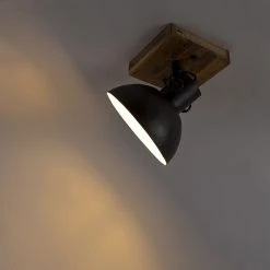 Besorgen ✔️ QAZQA Industrie Spot schwarz mit Mangoholz 30 cm - Mangos ⌛ -Deckenleuchten Verkaufs-Shop 7489 98836 10