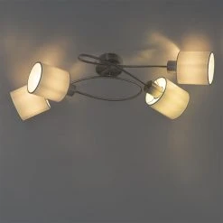 Angebote 🔔 QAZQA Moderne Deckenleuchte Stahl mit weißen Schirmen 4-Licht - Hetta 💯 -Deckenleuchten Verkaufs-Shop 7496 102398 10