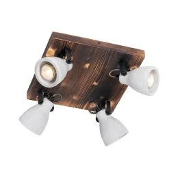 Budget 👏 QAZQA Industrielle Deckenlampe Holz mit Beton 4-flammig - Creto 🌟 -Deckenleuchten Verkaufs-Shop 7496 104422 9