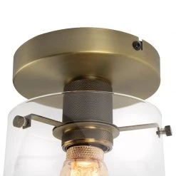 Bestes Angebot ⭐ QAZQA Moderne Deckenleuchte Bronze mit Glaskuppel 🥰 -Deckenleuchten Verkaufs-Shop 7502 97095 8