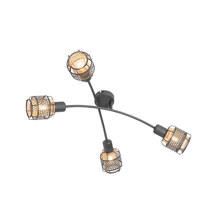 Rabatt 😀 QAZQA Design-Deckenleuchte Schwarz mit Gold 4-flammig - Noud 🤩 10 Rabatt 😀 QAZQA Design-Deckenleuchte Schwarz mit Gold 4-flammig - Noud 🤩 – Bild 10