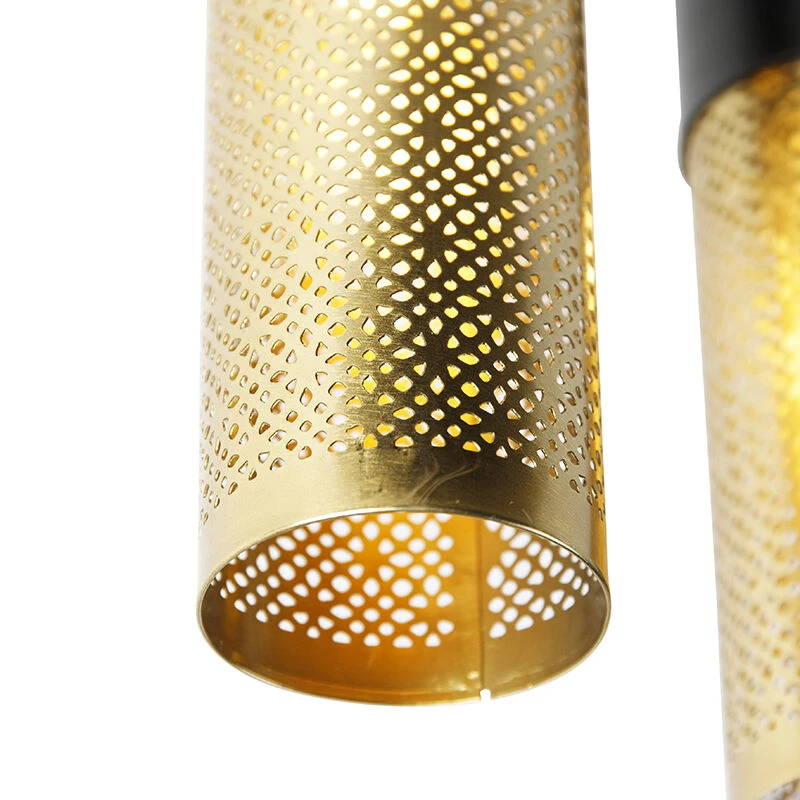 Coupon ✨ QAZQA Industrielle Deckenlampe schwarz mit Gold 2-flammig - Raspi ⌛ 2 Coupon ✨ QAZQA Industrielle Deckenlampe schwarz mit Gold 2-flammig - Raspi ⌛ – Bild 2