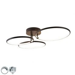 Bestes Angebot ✨ QAZQA Design Deckenleuchte schwarz inkl. LED 3-stufig dimmbar 3-Licht - Joaniqa 🎉