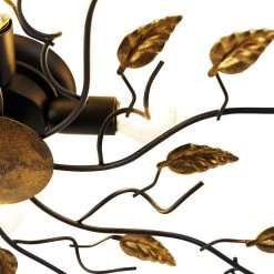 Aktion 🌟 QAZQA Vintage plafondlamp zwart met goud 80 cm 4-lichts - Foglie ⭐ -Deckenleuchten Verkaufs-Shop 7588 105994 4