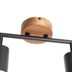 Bestpreis ✔️ QAZQA Industriële spot zwart met hout kantelbaar 2-lichts - Jeana 🌟 -Deckenleuchten Verkaufs-Shop 7650 105641 4