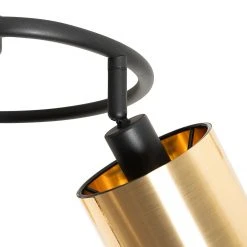 Bester Verkauf 🎁 QAZQA Moderne plafondlamp zwart met goud 3-lichts - Lofty ✔️ -Deckenleuchten Verkaufs-Shop 7652 105424 4