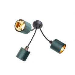 Billig 🔥 QAZQA Moderne Deckenleuchte schwarz mit Schirm grün 3-flammig - Merwe 🌟 -Deckenleuchten Verkaufs-Shop 7665 104942 8