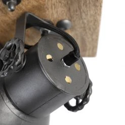 Am billigsten 🎁 QAZQA Industrie Spot schwarz mit Mangoholz 18 cm - Mangos ✔️ -Deckenleuchten Verkaufs-Shop 7678 98833 7