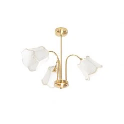 Budget 🤩 QAZQA Klassische Deckenleuchte aus Messing mit weißem Lampenschirm 3-flammig - Nona 👏 -Deckenleuchten Verkaufs-Shop 7688 104404 13