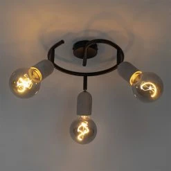 Auslauf 🎉 QAZQA Pafond Spot schwarz mit Beton 3-Licht - Pedra 🧨 -Deckenleuchten Verkaufs-Shop 7689 103167 12