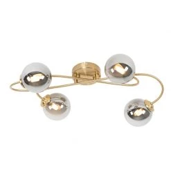 Coupon 👍 QAZQA Moderne Deckenleuchte Gold 4-Licht mit Rauchglas - Athen ⌛ -Deckenleuchten Verkaufs-Shop 7710 103132 5