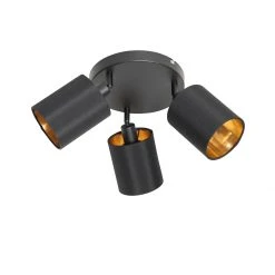 Besorgen 😍 QAZQA Spot zwart met gouden binnenkant 3-lichts - Lofty 🎁 -Deckenleuchten Verkaufs-Shop 7749 105418 12