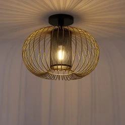Großhandel 👏 QAZQA Design Deckenleuchte Gold mit Schwarz - Marnie 🛒 -Deckenleuchten Verkaufs-Shop 7764 102537 10