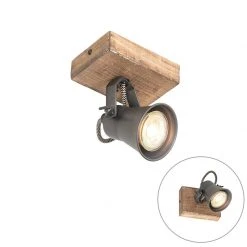 Bestes Angebot ✔️ QAZQA Ländlicher Fleck schwarz mit Holz - Jelle 🧨