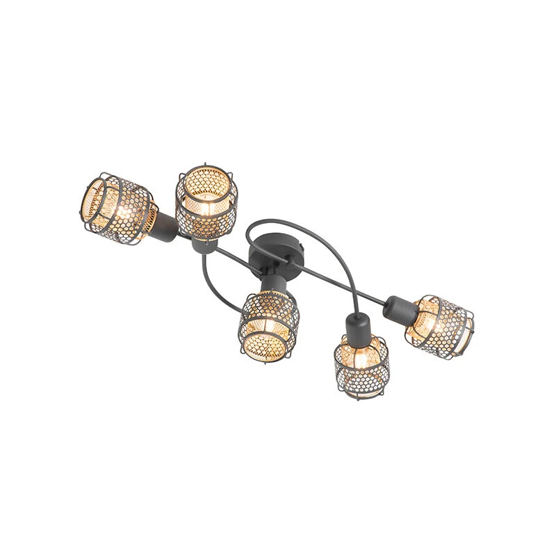 Schlussverkauf ✔️ QAZQA Design-Deckenleuchte Schwarz mit Gold 5-flammig - Noud 👏 8 Schlussverkauf ✔️ QAZQA Design-Deckenleuchte Schwarz mit Gold 5-flammig - Noud 👏 – Bild 8