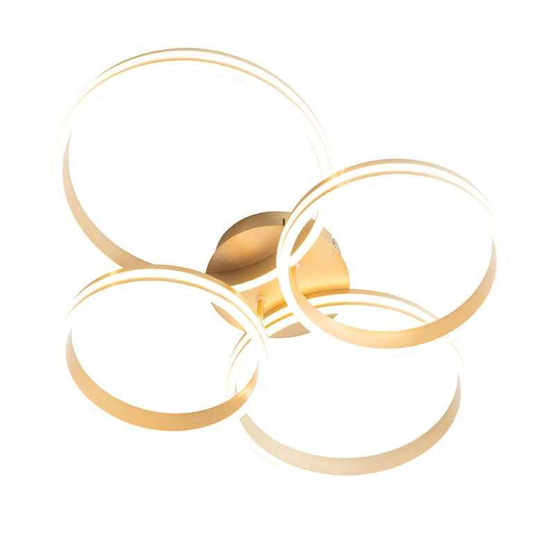 Billig 🎉 QAZQA Deckenleuchte Messing inkl. LED 3-stufig dimmbar 4-flammig - Navara 🤩 8 Billig 🎉 QAZQA Deckenleuchte Messing inkl. LED 3-stufig dimmbar 4-flammig - Navara 🤩 – Bild 8