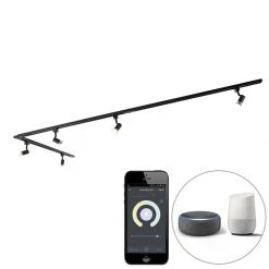 Großhandel 💯 QAZQA Smart railsysteem zwart 1-fase 5-lichts incl. Wifi GU10 - Jeany 😍
