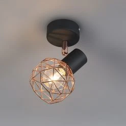 Bester Verkauf ๐ QAZQA Moderner Spot schwarz mit Kupfer - Mesh ๐ 12 Bester Verkauf ๐ QAZQA Moderner Spot schwarz mit Kupfer - Mesh ๐ -Deckenleuchten Verkaufs-Shop 7855 92288 3