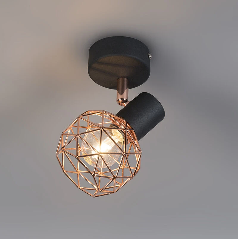 Bester Verkauf ๐ QAZQA Moderner Spot schwarz mit Kupfer - Mesh ๐ 4 Bester Verkauf ๐ QAZQA Moderner Spot schwarz mit Kupfer - Mesh ๐ โ Bild 4