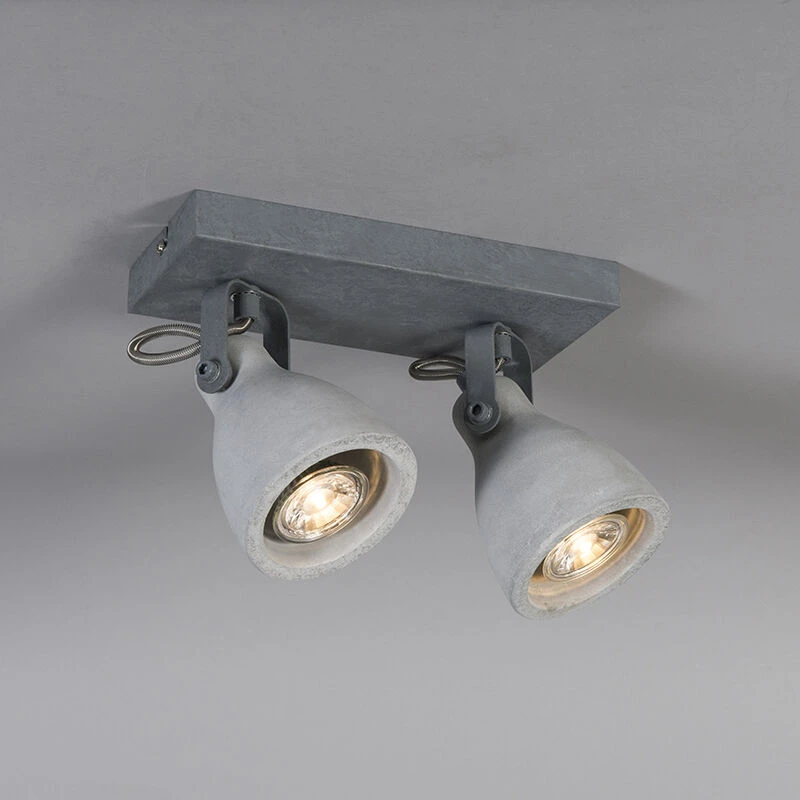 Bester Verkauf 🔥 QAZQA Industriestrahler grau Beton 2-flammig - Creto 🤩 4 Bester Verkauf 🔥 QAZQA Industriestrahler grau Beton 2-flammig - Creto 🤩 – Bild 4