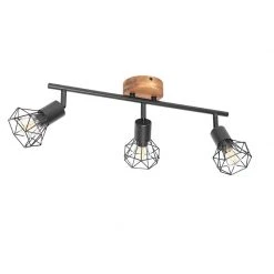 Bestpreis ❤️ QAZQA Spot zwart met hout draai- en kantelbaar 3-lichts - Mosh ✨ -Deckenleuchten Verkaufs-Shop 7895 105639 11