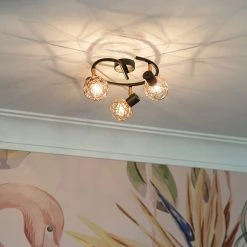 Schlussverkauf ⭐ QAZQA Moderner schwarzer Deckenstraher mit kupfer 3 flammig - Mesh 🔔