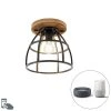 Schlussverkauf 🔔 QAZQA Intelligente Deckenleuchte schwarz mit Holz inkl. WiFi E27 - Arthur 🌟