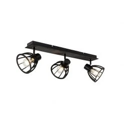 Bestpreis ⭐ QAZQA Industrielle Deckenlampe schwarz 3-flammig - Fotu ⌛