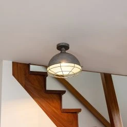 Schlussverkauf 🎉 QAZQA Industrielle Deckenleuchte Antik Silber 32 cm - Kurs 😉