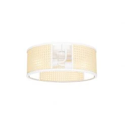 Budget 🎁 QAZQA Retro-Deckenleuchte weiß mit Rattan 40 cm - Akira 🔔