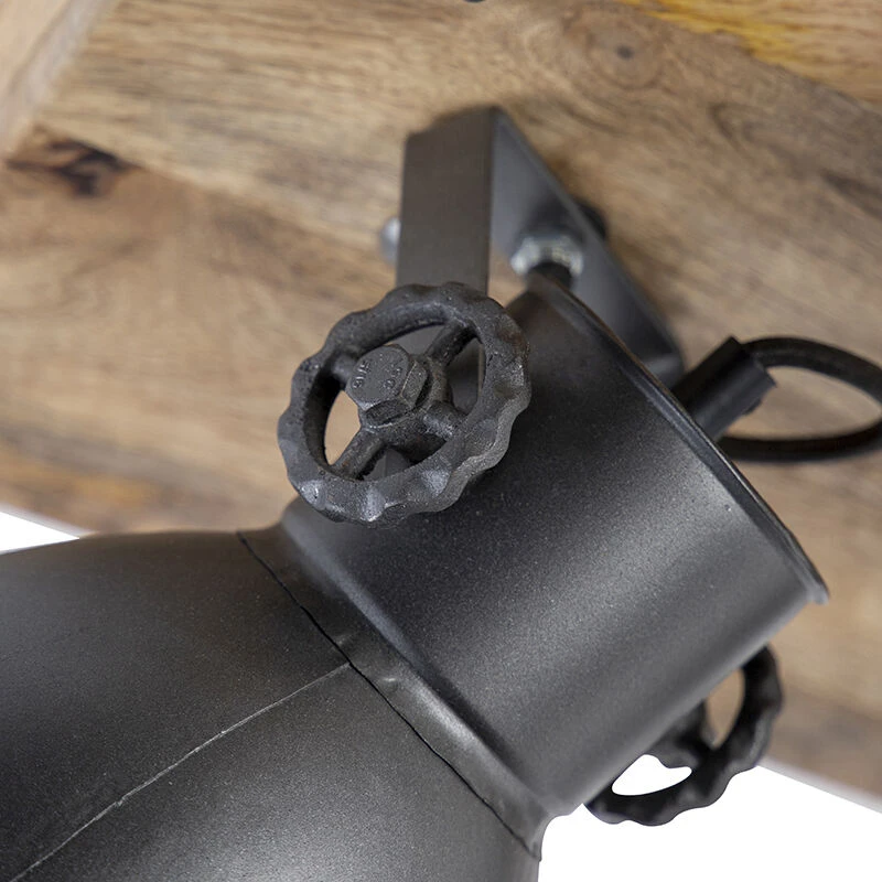 Besorgen 😀 QAZQA Industriestrahler schwarz mit Mangoholz 3 Lichter - Mangos 💯 3 Besorgen 😀 QAZQA Industriestrahler schwarz mit Mangoholz 3 Lichter - Mangos 💯 – Bild 3