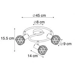 Angebote ✨ QAZQA Design Spot schwarz mit Gold 3-Licht verstellbar - Mesh 😉 -Deckenleuchten Verkaufs-Shop 7980 102189 3