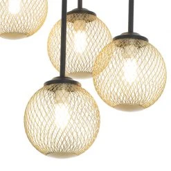 Bestes Angebot 👏 QAZQA Art Deco Deckenleuchte schwarz mit goldenen 9 Lichtern - Athens Wire ⌛ -Deckenleuchten Verkaufs-Shop 7983 103153 2