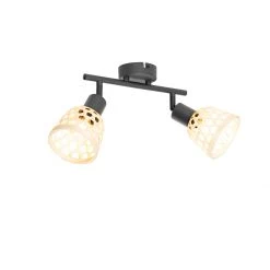 Auslauf 🌟 QAZQA Orientalischer Spot schwarz mit Bambus 2-flammig - Rayan 🔔 -Deckenleuchten Verkaufs-Shop 7989 105625 8