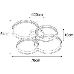 Beste Bewertungen von ✨ QAZQA Deckenleuchte schwarz inkl. LED 3-Stufen dimmbar 4-Licht - Navara 🥰 -Deckenleuchten Verkaufs-Shop 7995 104006 4
