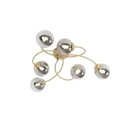 Neu 🥰 QAZQA Moderne Deckenleuchte Gold 6-Lichter mit Rauchglas - Athen 🤩 -Deckenleuchten Verkaufs-Shop 8002 103134 8