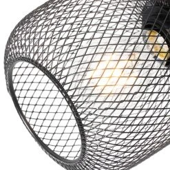 Billig 👍 QAZQA Industriespot schwarz 3-flammig - Bliss Mesh 🧨 -Deckenleuchten Verkaufs-Shop 8030 104480 6