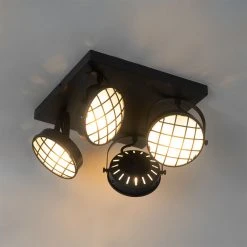 Am billigsten 🧨 QAZQA Vintage Spot schwarz quadratisch 4-flammig - Tamina 🌟 -Deckenleuchten Verkaufs-Shop 8045 104432 13