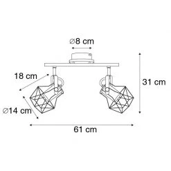 Am billigsten 💯 Paul Neuhaus Industrielle Deckenleuchte schwarz mit Holz 2-Licht - Sven 🎉 -Deckenleuchten Verkaufs-Shop 8051 103754 3