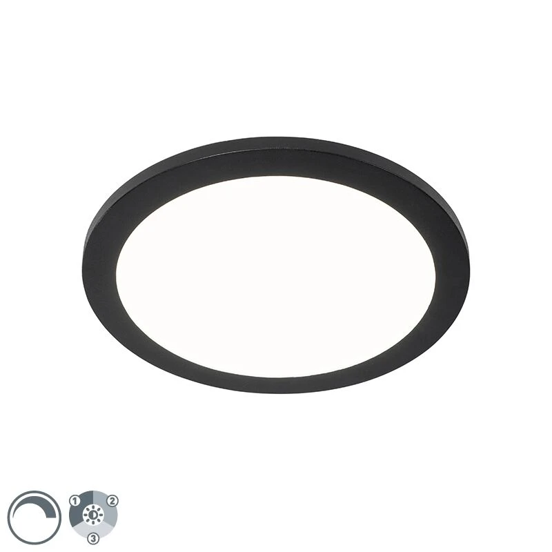 Blitzangebot 🥰 QAZQA Deckenleuchte schwarz 30 cm inkl. LED 3-stufig dimmbar IP44 - Steve 🎉 1 Blitzangebot 🥰 QAZQA Deckenleuchte schwarz 30 cm inkl. LED 3-stufig dimmbar IP44 - Steve 🎉