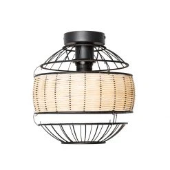 Auslauf 💯 QAZQA Oosterse plafondlamp zwart met rotan 25 cm - Emir 🧨 -Deckenleuchten Verkaufs-Shop 8091 105622 6