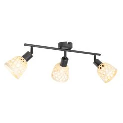 Brandneu 🎉 QAZQA Orientalischer Spot schwarz mit Bambus 3-flammig - Rayan 👏