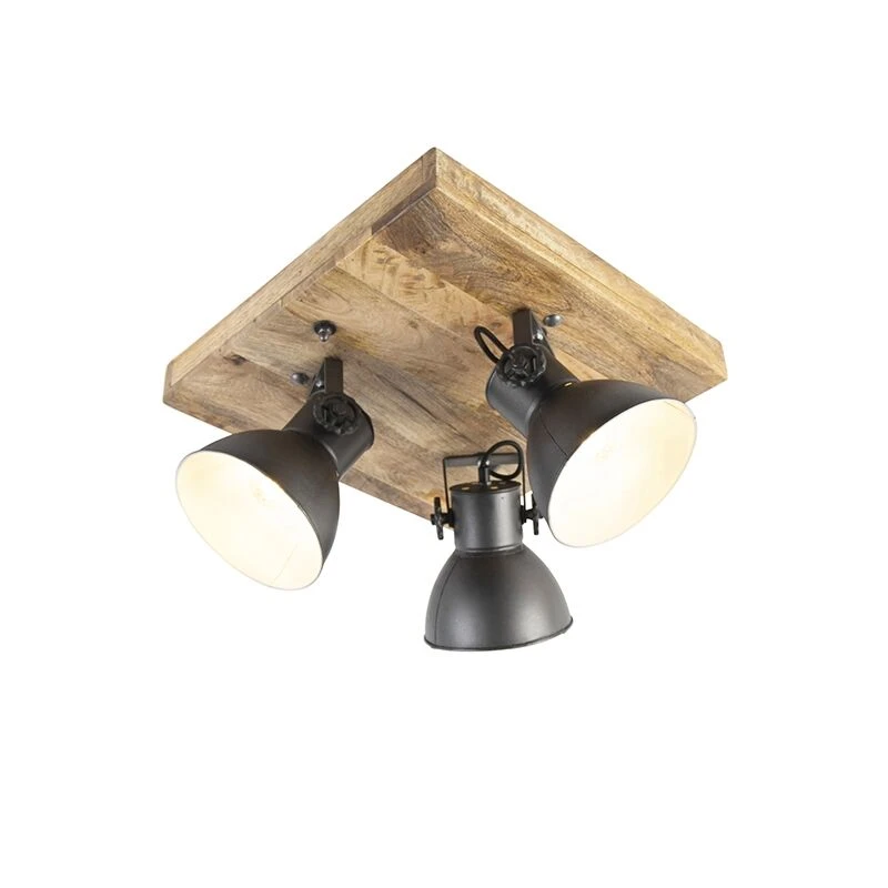 Besorgen 😀 QAZQA Industriestrahler schwarz mit Mangoholz 3 Lichter - Mangos 💯 1 Besorgen 😀 QAZQA Industriestrahler schwarz mit Mangoholz 3 Lichter - Mangos 💯