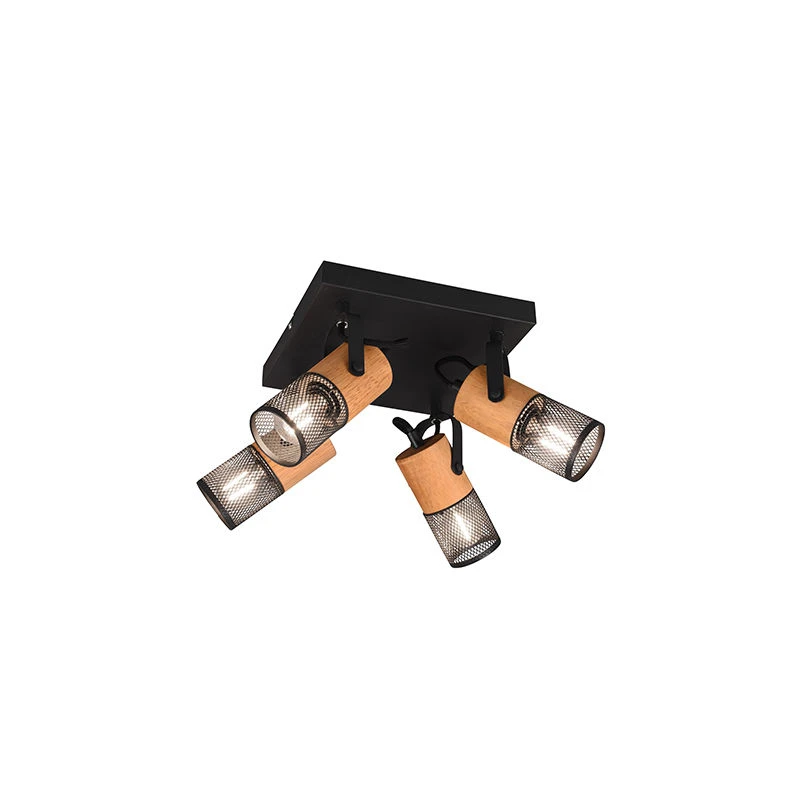 Besorgen 💯 Trio Leuchten Industrielle Deckenleuchte schwarz mit Holz 4-Licht - Manon 🤩 1 Besorgen 💯 Trio Leuchten Industrielle Deckenleuchte schwarz mit Holz 4-Licht - Manon 🤩