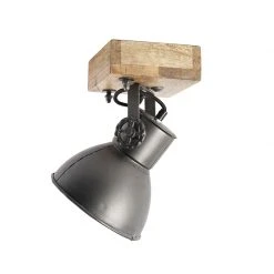 Am billigsten 🎁 QAZQA Industrie Spot schwarz mit Mangoholz 18 cm - Mangos ✔️ -Deckenleuchten Verkaufs-Shop 8119 98833 5