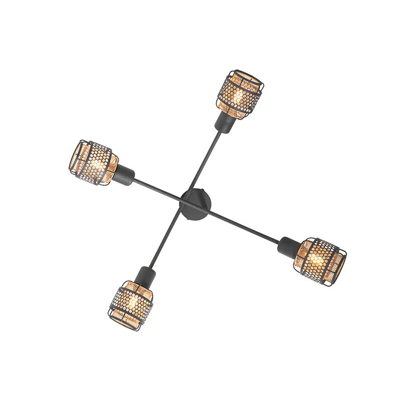 Rabatt 😀 QAZQA Design-Deckenleuchte Schwarz mit Gold 4-flammig - Noud 🤩 13 Rabatt 😀 QAZQA Design-Deckenleuchte Schwarz mit Gold 4-flammig - Noud 🤩 – Bild 13