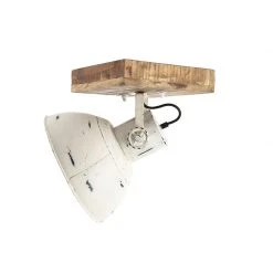 Rabatt 🛒 QAZQA Industriespot weiß mit Mangoholz 30 cm - Mangos 👏 -Deckenleuchten Verkaufs-Shop 8188 98844 8